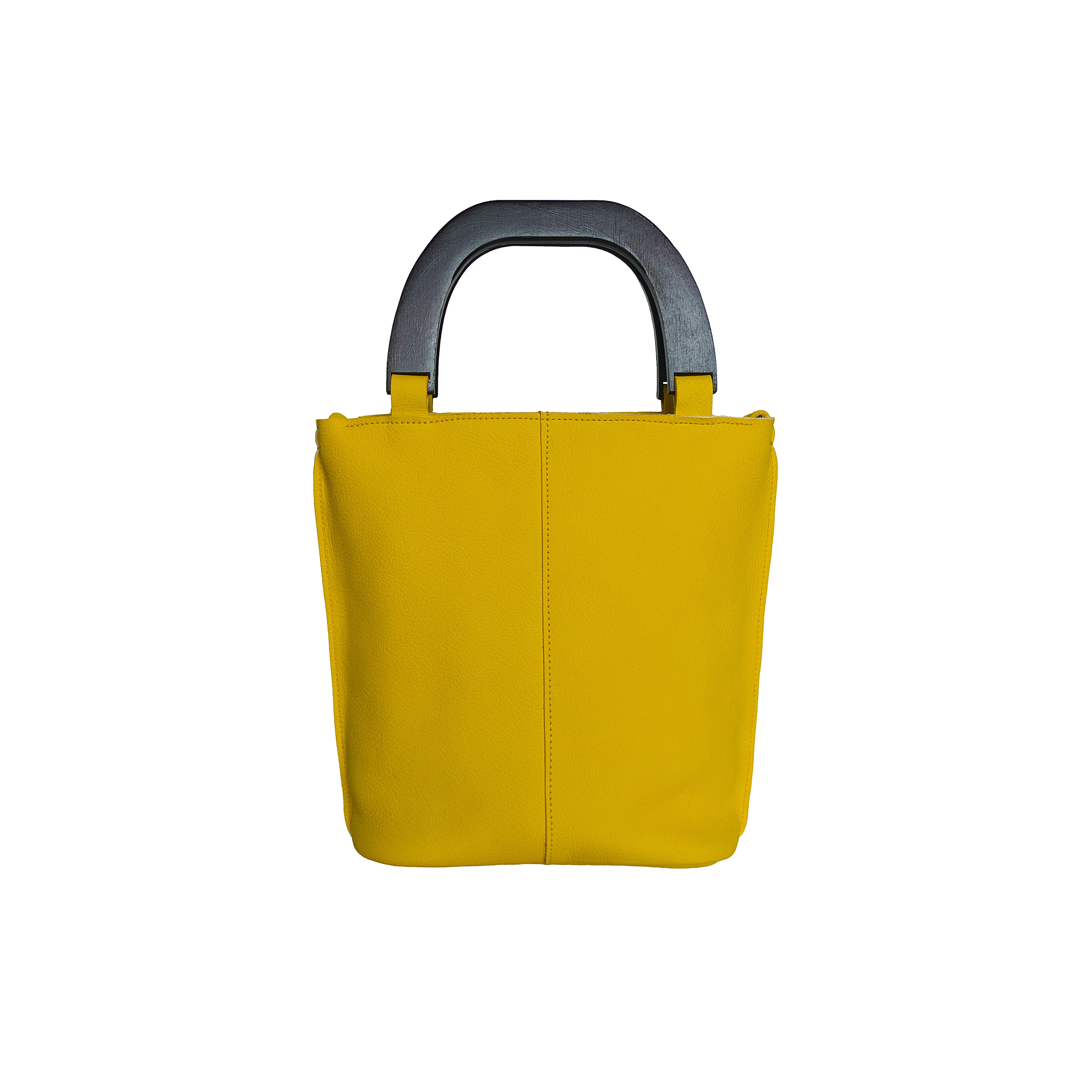 sac cuir pleine fleur avec sa anse en bois de fabrication française couleur jaune marque zukerka