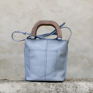 sac cuir véritable à bandoulière bleu ciel classique