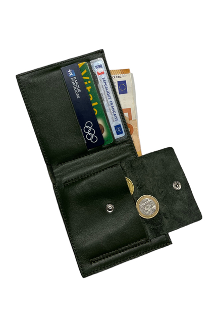 portefeuille en cuir veritable noir unisex portemonaie porte-cartes fabriqué en France maroquinerie